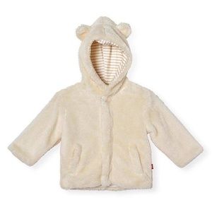 Magnetic Me Cream Stripe Egret So Soft Minky Magnetic Jacket 0-6 M